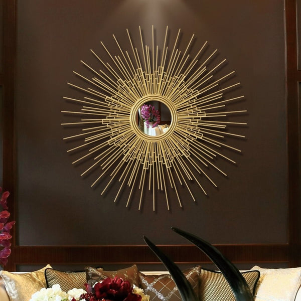 SYXYSM Wrought Iron Gold Sun Flower Mirrors